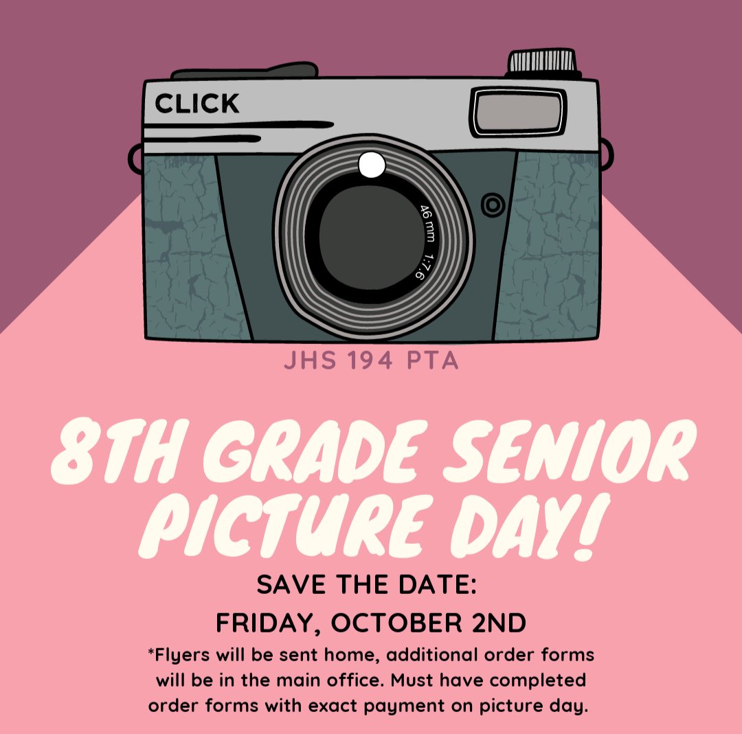8th grade picture day save the date October 2nd